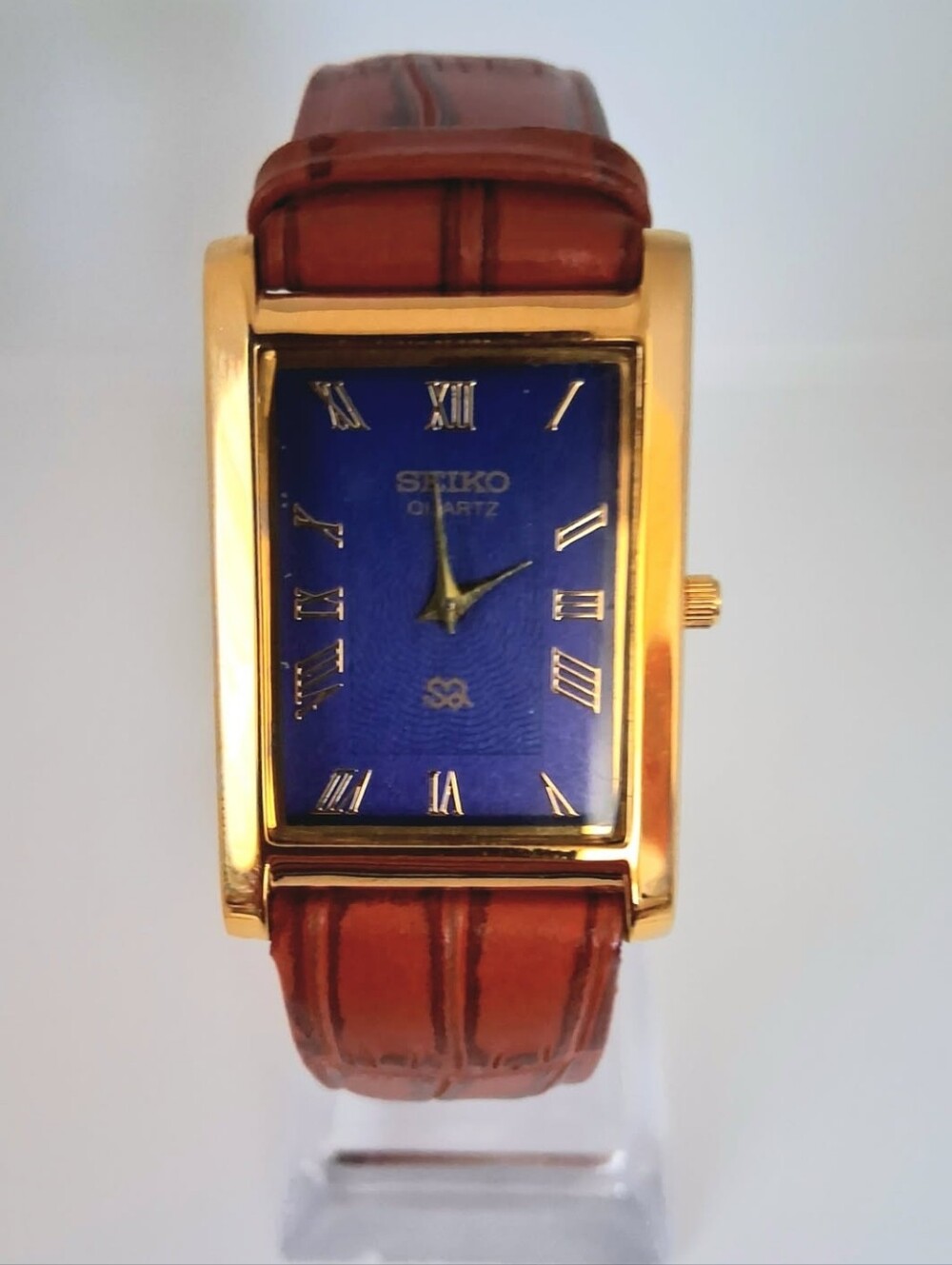 Men's Vintage Seiko Tank Leather Wrist Watch RARE